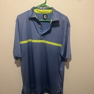FootJoy Blue Polo with Lime Stripe